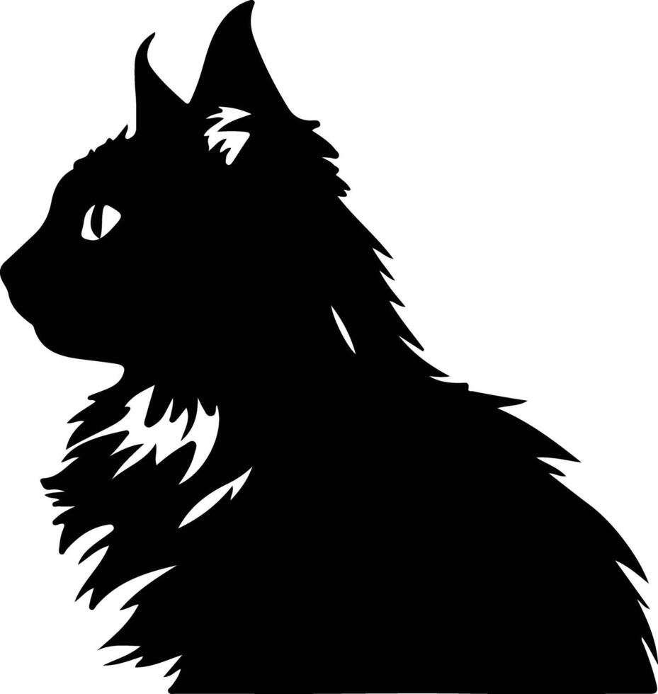 turco angora gato silueta retrato vector