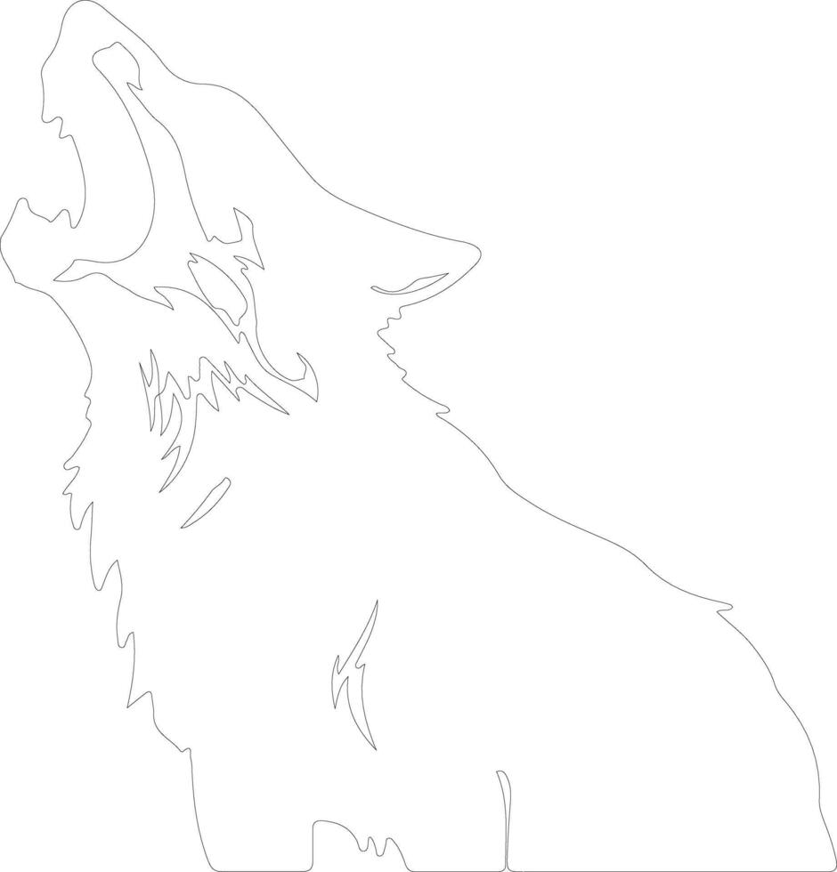 Werewolf howl  outline silhouette vector