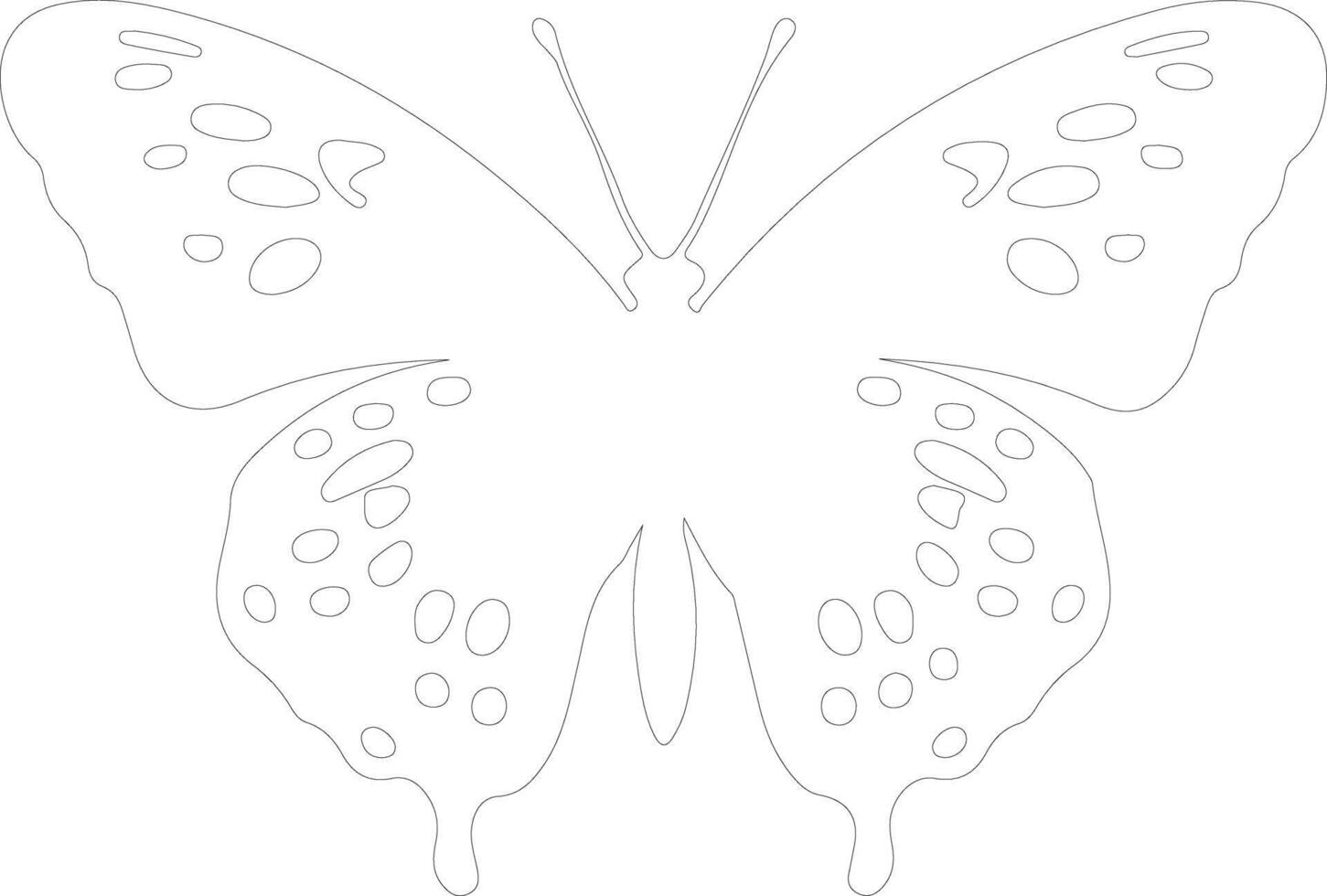 pintado dama mariposa contorno silueta vector