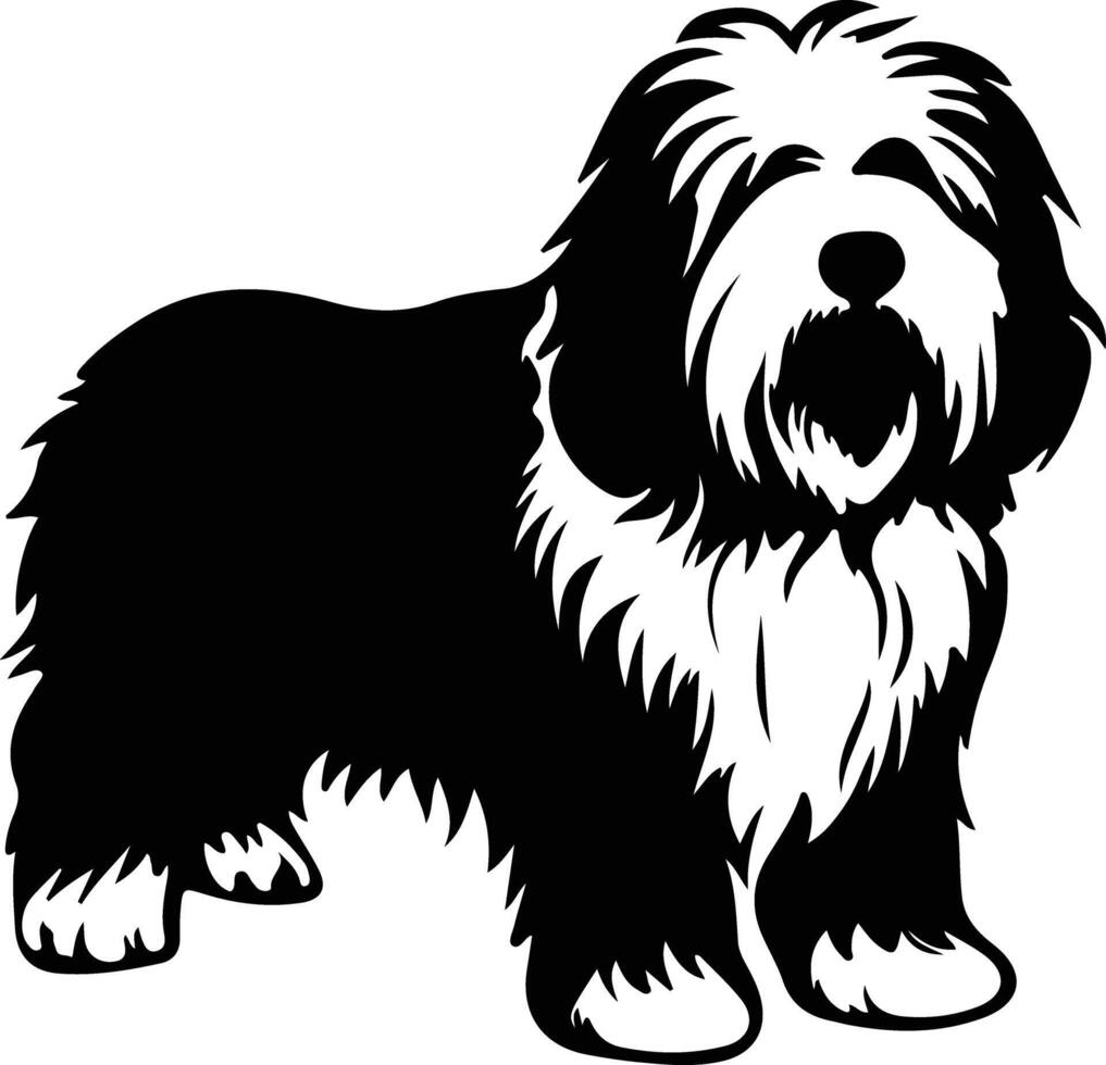 Old English Sheepdog   black silhouette vector