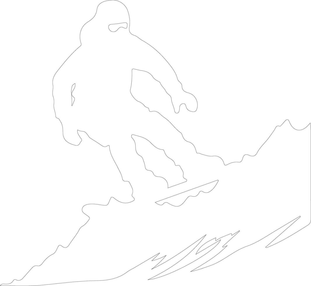 snowboarder  outline silhouette vector