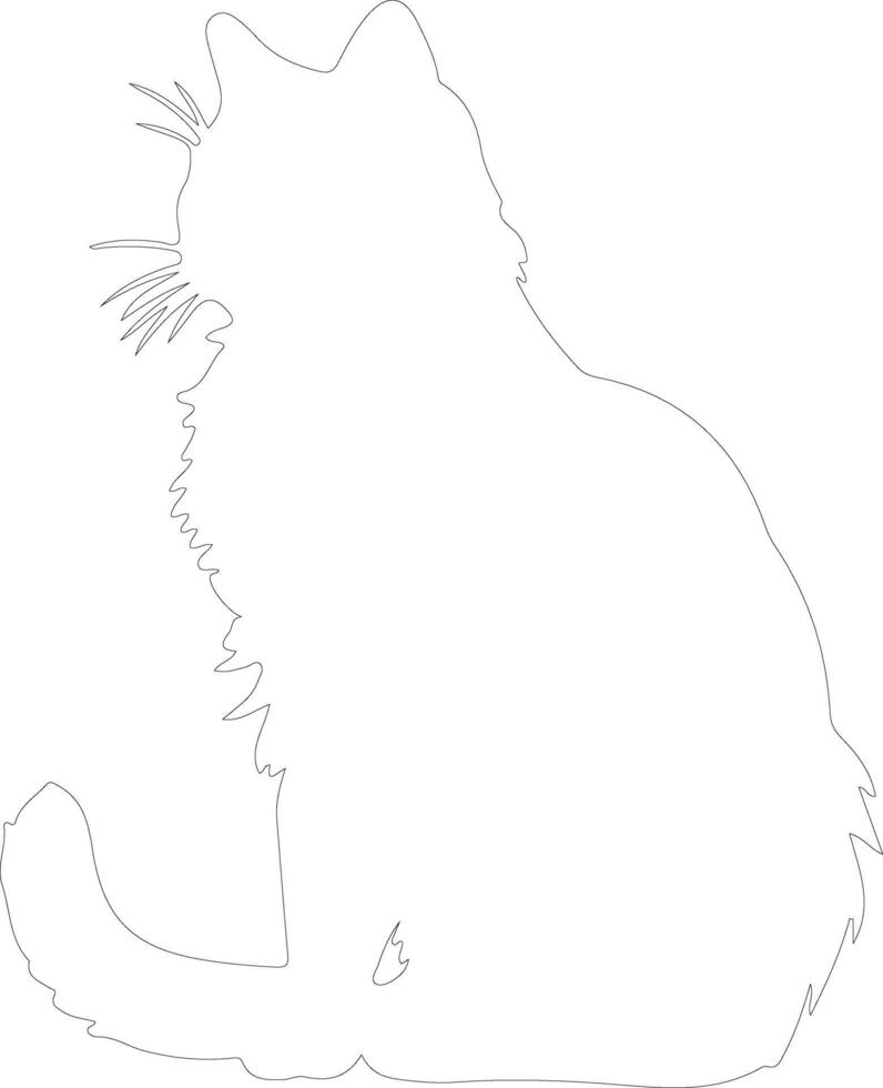 Selkirk Rex Cat outline silhouette vector