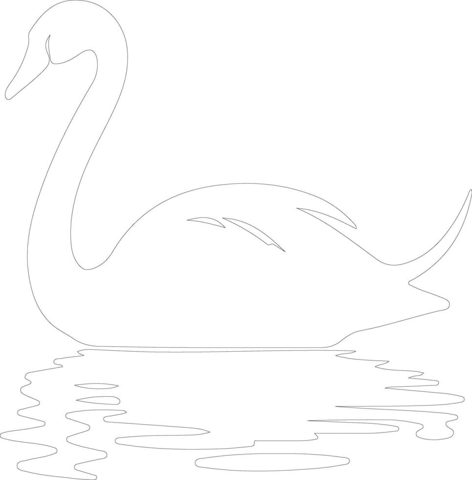 trompetista cisne contorno silueta vector