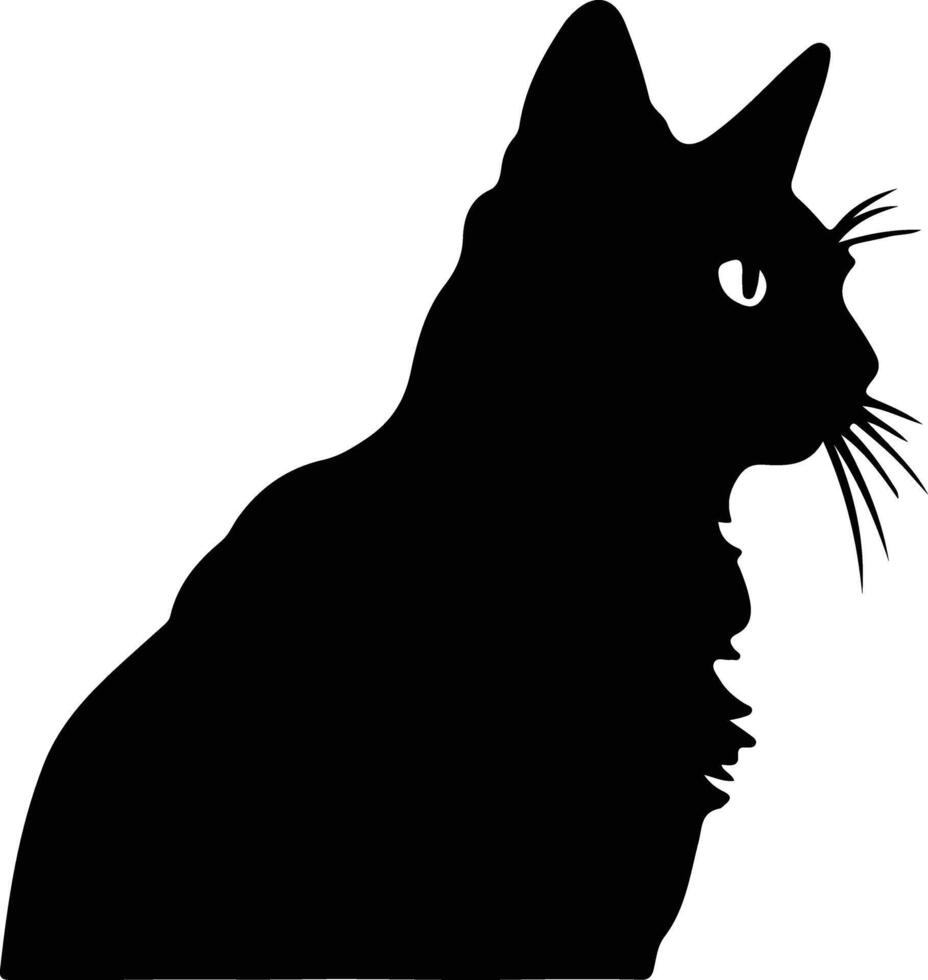 Manx Cat  silhouette portrait vector