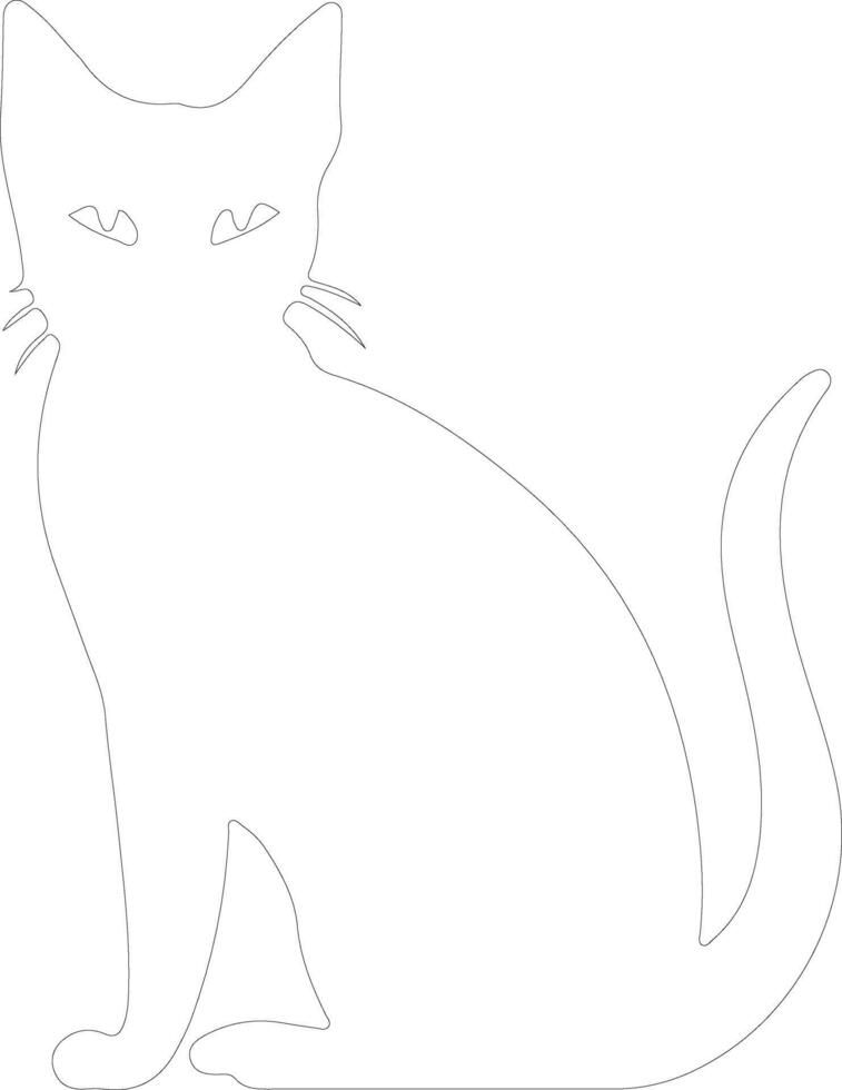 Abyssinian Cat  outline silhouette vector