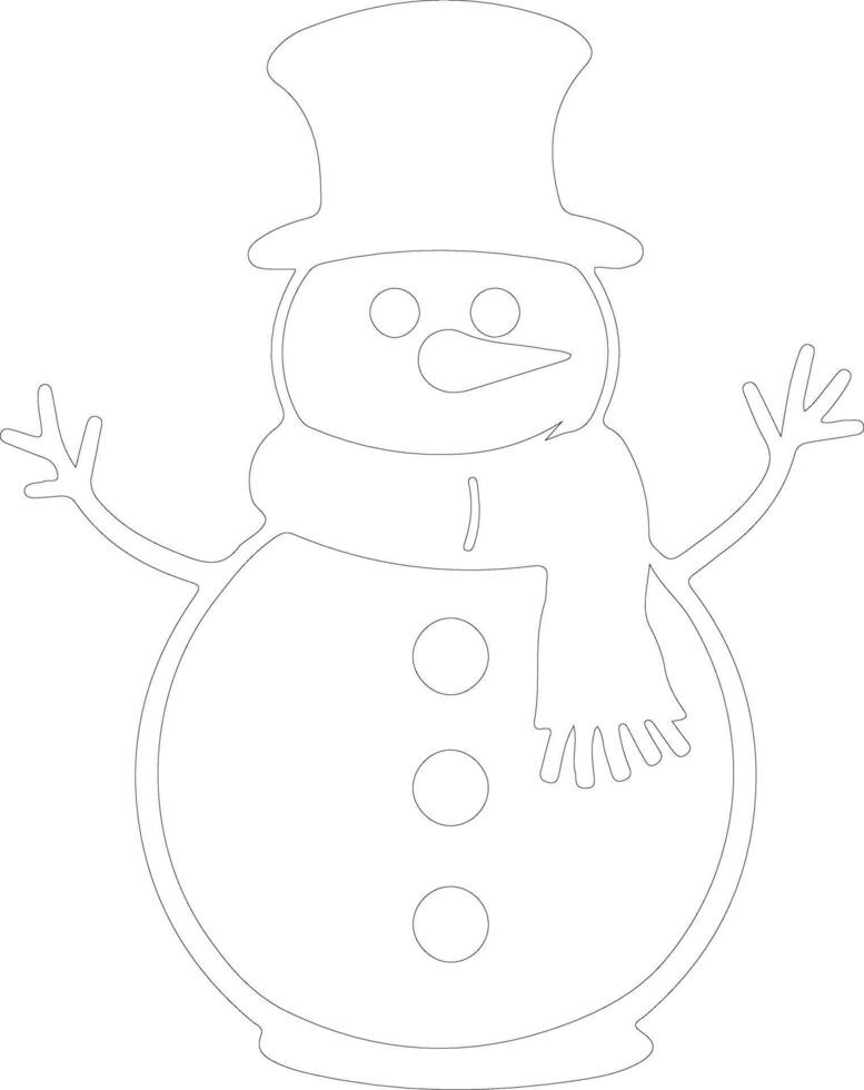 Snowman  outline silhouette vector
