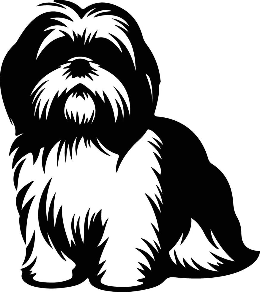 Shih Tzu   black silhouette vector