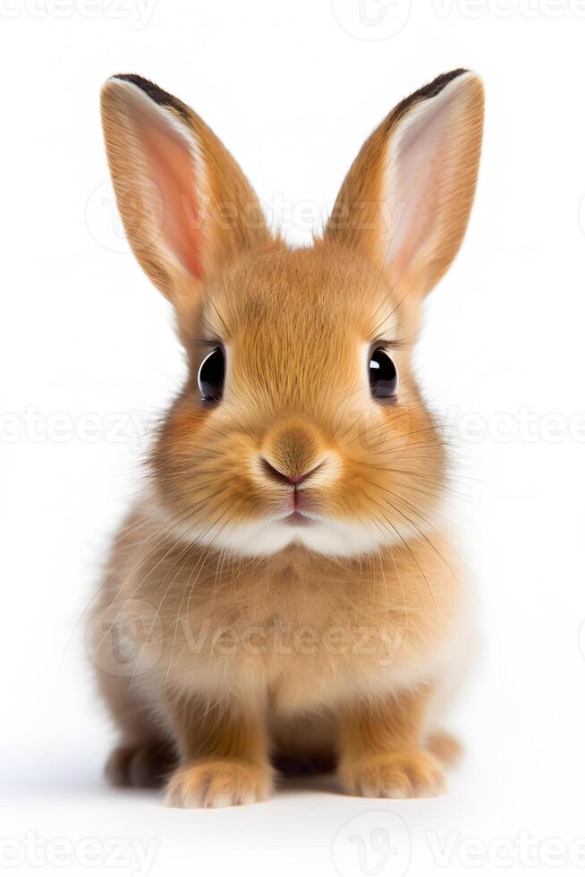 AI generated Funny bunny or baby rabbit for Easter Day isolated on white background photo