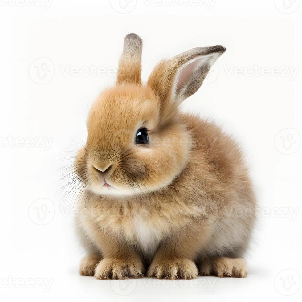 AI generated Funny bunny or baby rabbit for Easter Day isolated on white background. Happy Easter photo