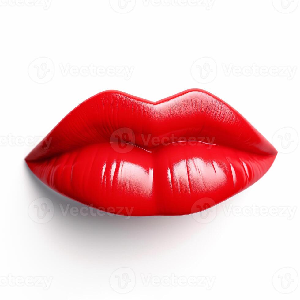 AI generated Red lips isolated on white background. High quality photo