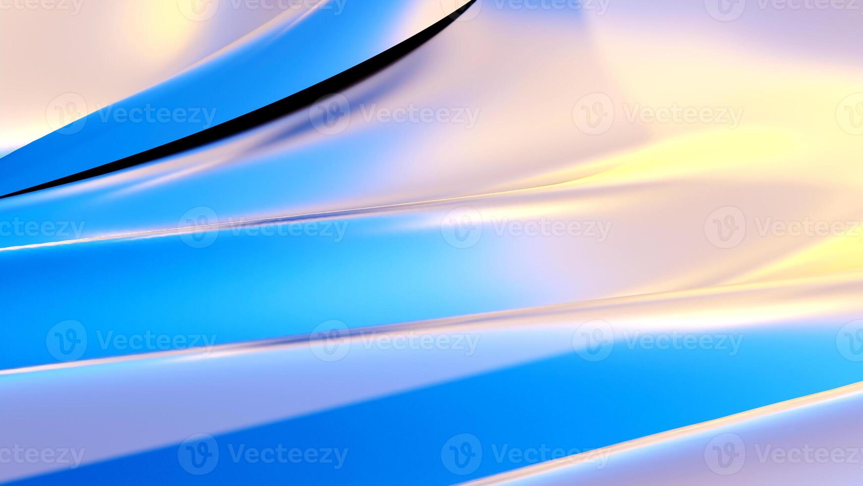 abstract background with smooth lines in blue and yellow colors. 3D Render photo