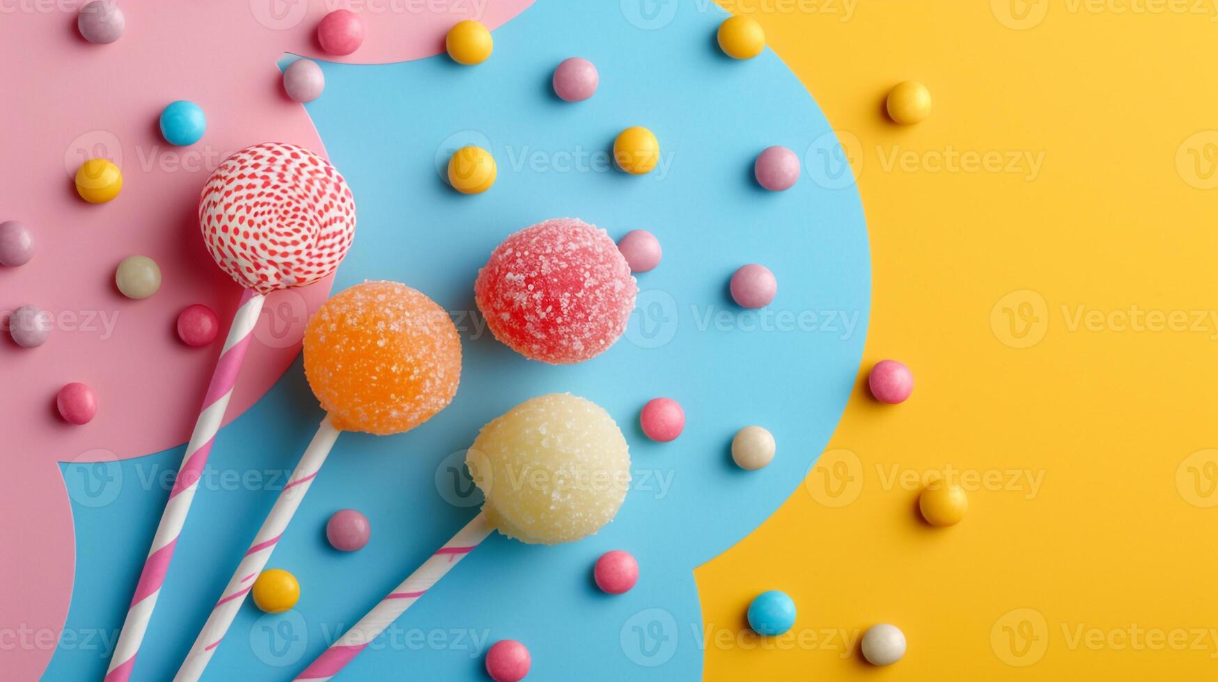 AI generated Minimalistic sweet and candy background concept with empty space. photo