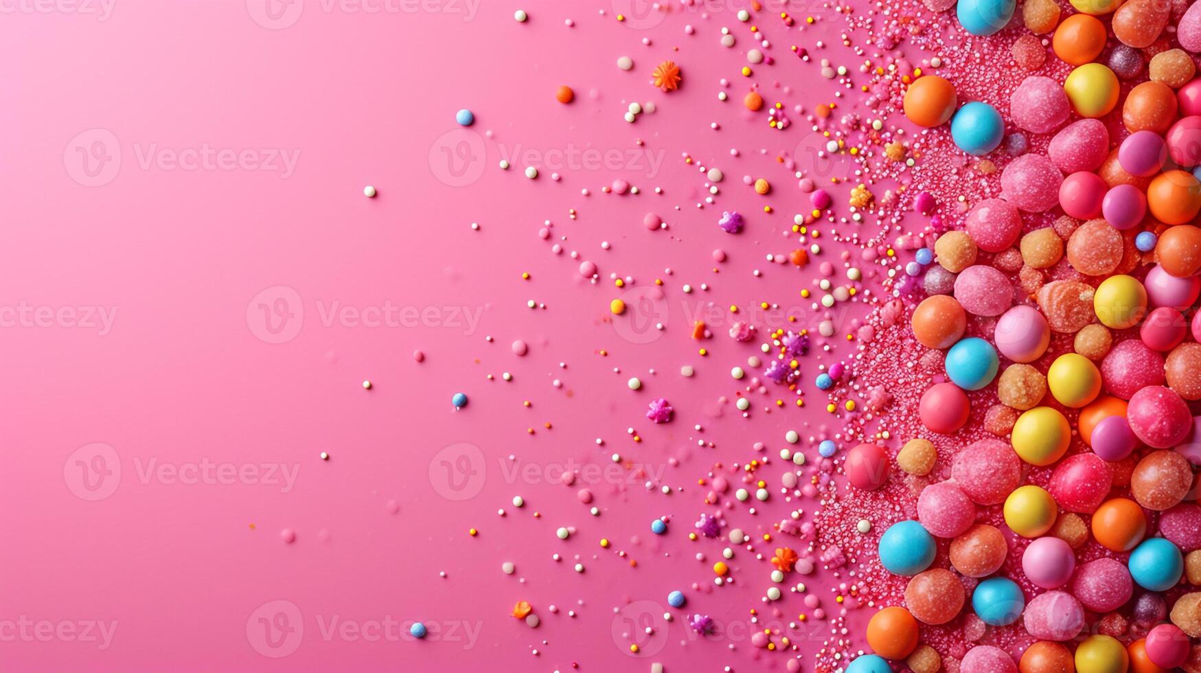 AI generated Minimalistic sweet and candy background concept with empty space. photo