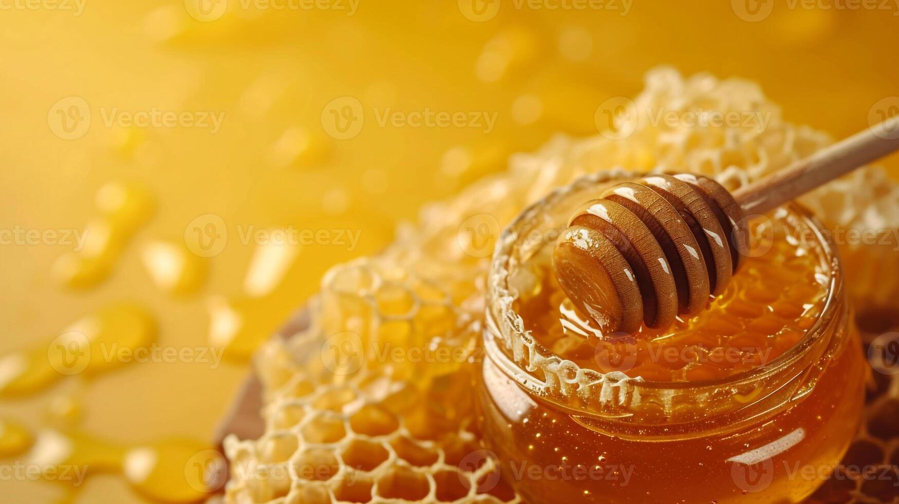 AI generated Minimalistic honey background concept with empty space. photo