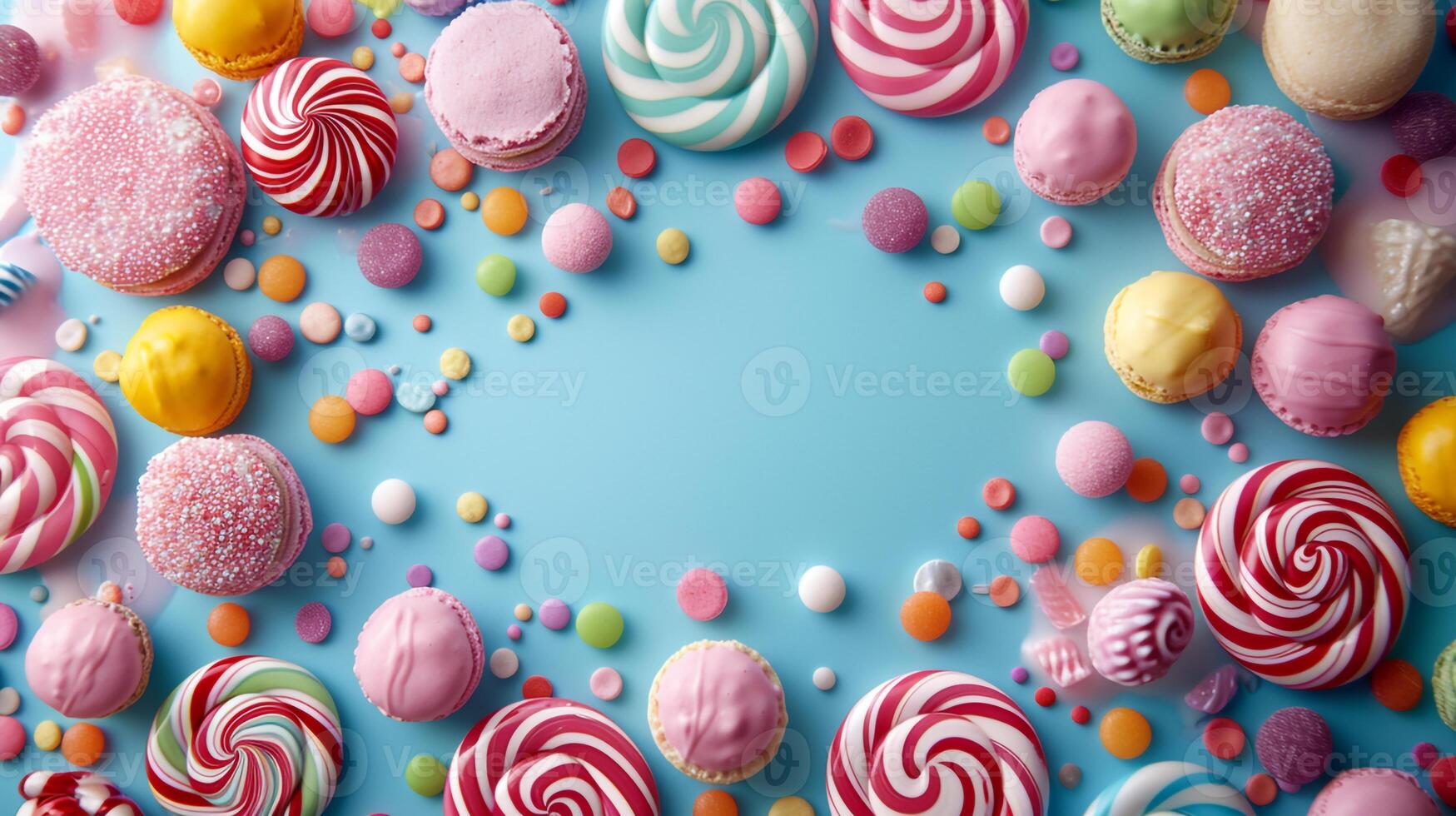 AI generated Minimalistic sweet and candy background concept with empty space. photo