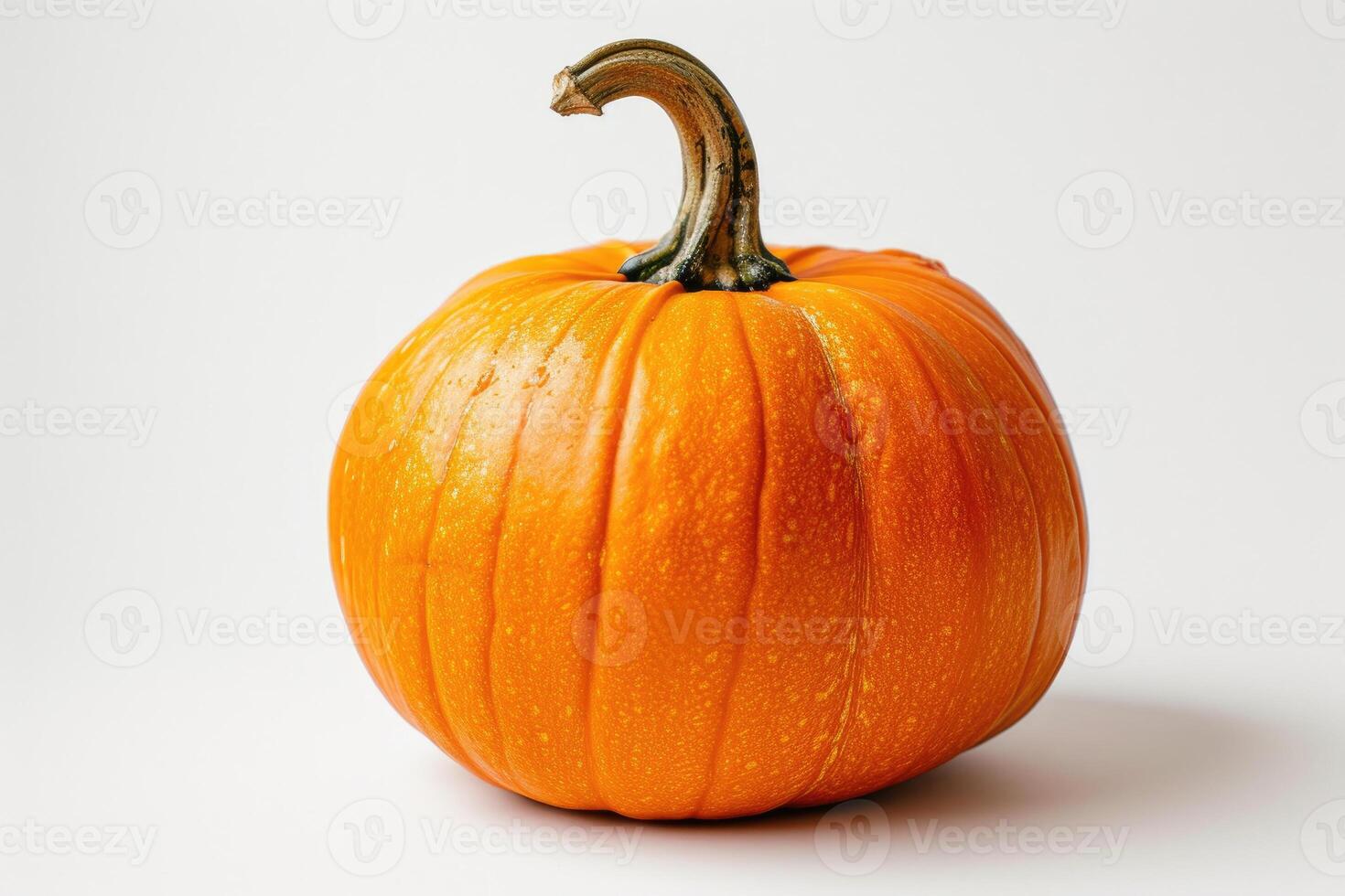 AI generated Vibrant Orange Pumpkin Isolated on a White Background Signaling Autumn Harvest A ripe, brightly colored orange pumpkin sits center stage against a clean white backdrop. photo