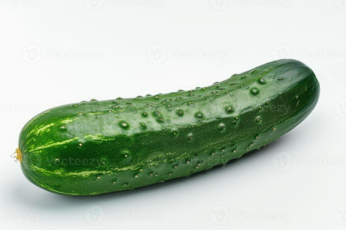 AI generated A Green Cucumber With Water Droplets A fresh green cucumber covered in sparkling water droplets, ready to be sliced and enjoyed. photo