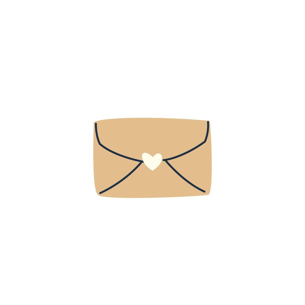 Vector Illustration of paper envelope with heart. Isolated element on a white background