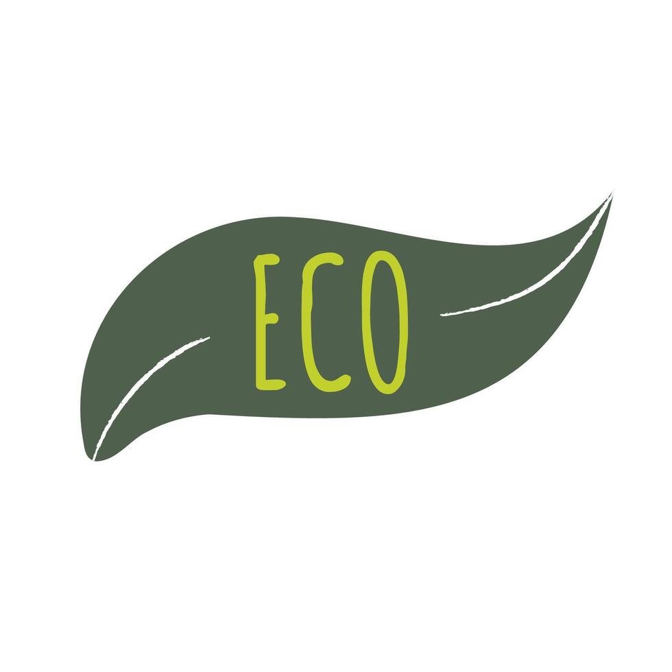 Green leaf ECO illustration. Vector illustration for logo and stickers