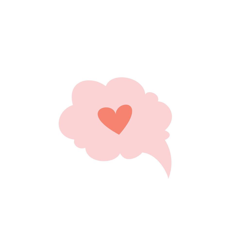 Vector Illustration of Speech bubble cloud with heart. Isolated element on a white background