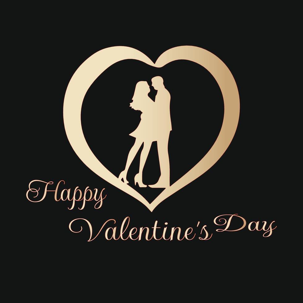 San Valentín día logo diseño vector modelo. contento San Valentín día logo diseño oro color. Pareja amor logo 14 febrero enamorado día.