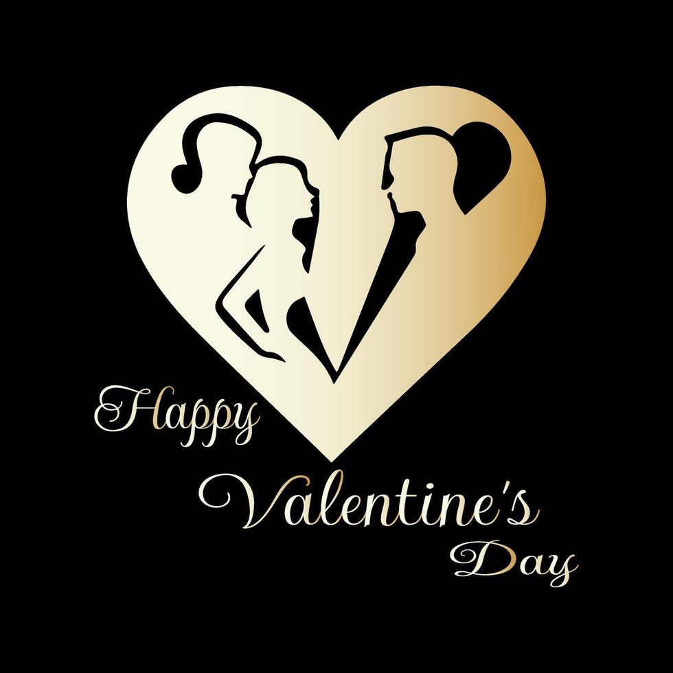 Happy valentine's day logo design gold colour. 14 february valentine day. vector