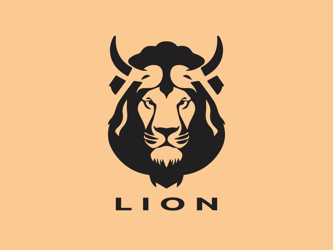Viking lion logo design vector template