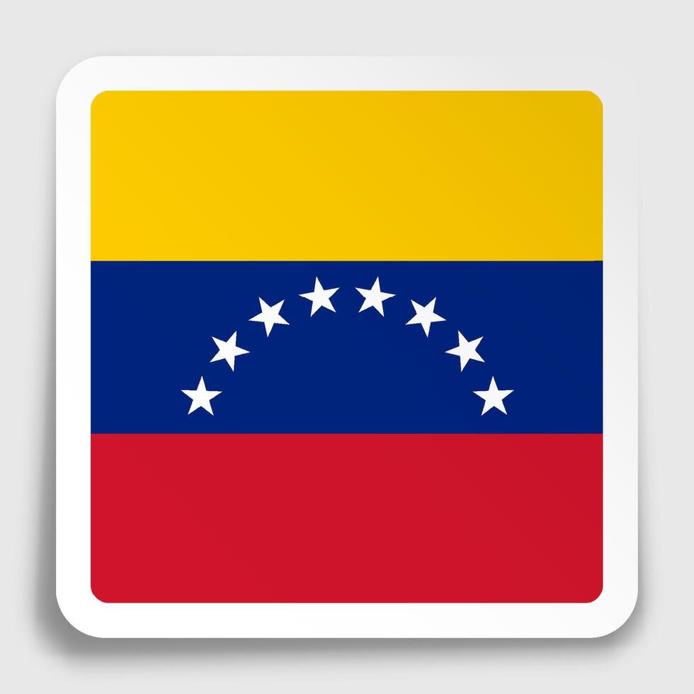 Venezuela bandera icono en papel cuadrado pegatina con sombra. botón para móvil solicitud o web. vector