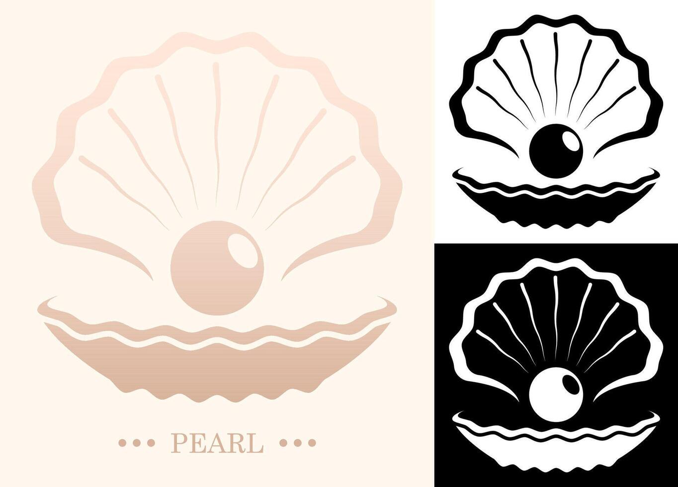 Luxury sea pearl icon in open shell. Creative jawelry symbol design inspiration. Company, brand sign. Vector