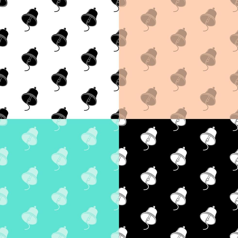 set of seamless patterns with ship bell with rope in retro style. Ornament for decoration and printing on fabric. Design element. Vector