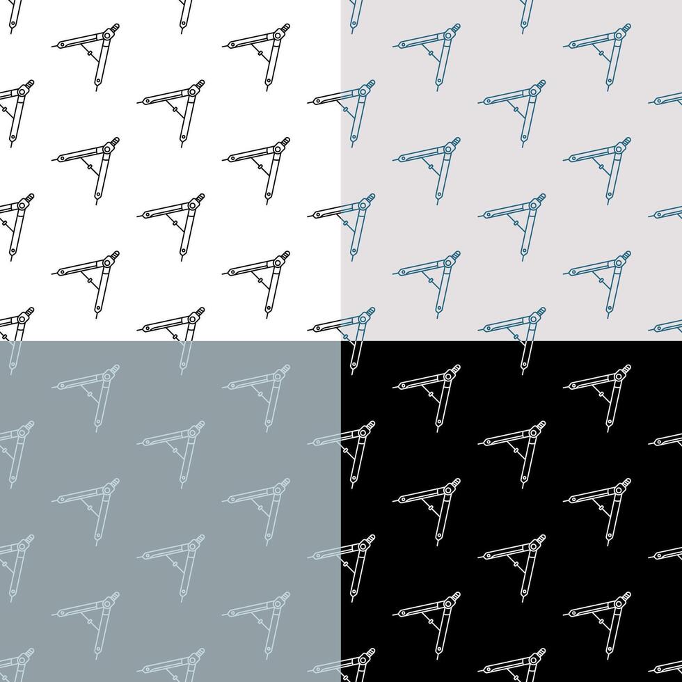 set of seamless patterns with drawing compass, divider. Ornament for decoration and printing on fabric. Design element. Vector