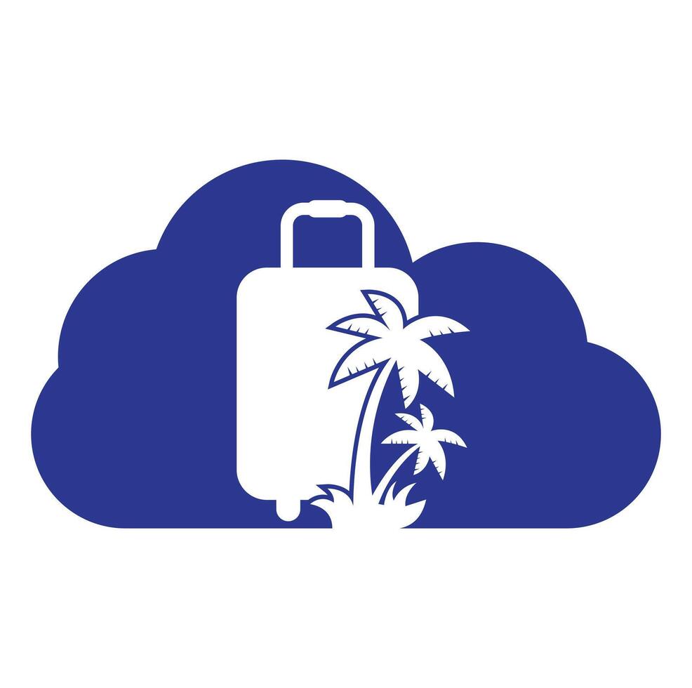 Travel Bag cloud shape concept vector logo design template.