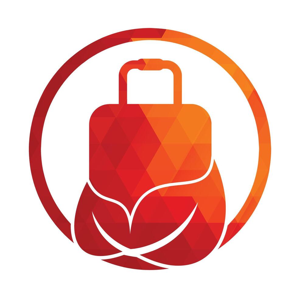 Leaf with Suitcase logo design concept vector. vector