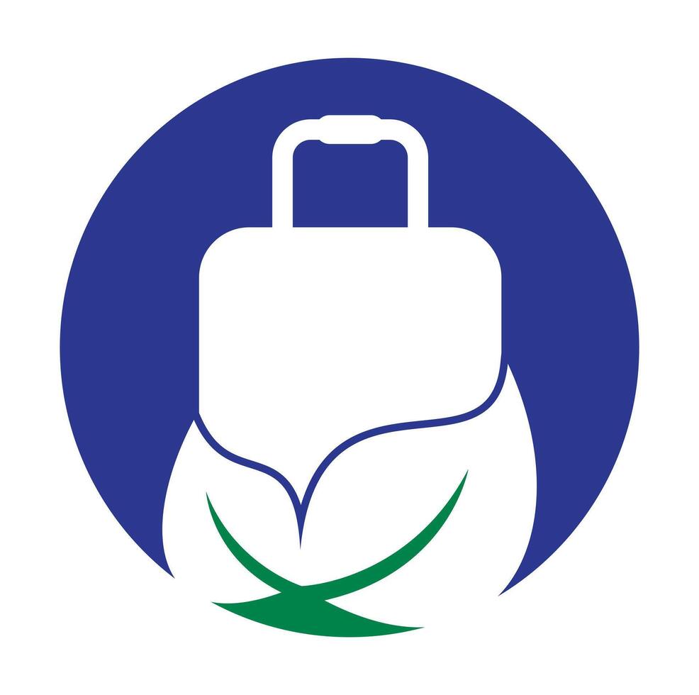 Leaf with Suitcase logo design concept vector. vector