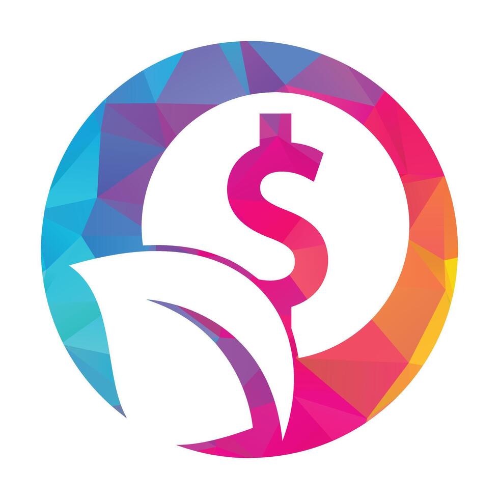 Coin and leaf logo combination. Money and eco symbol or icon. vector