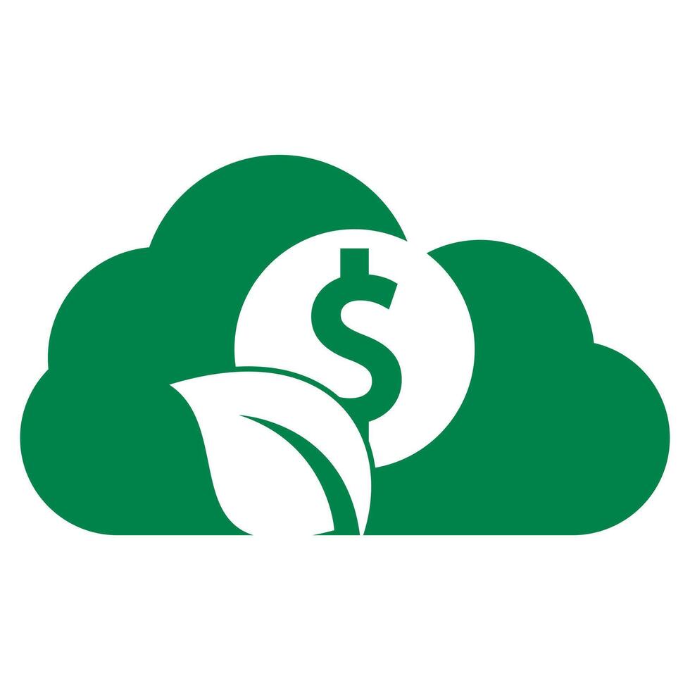 leaf coin cloud shape concept vector logo icon.