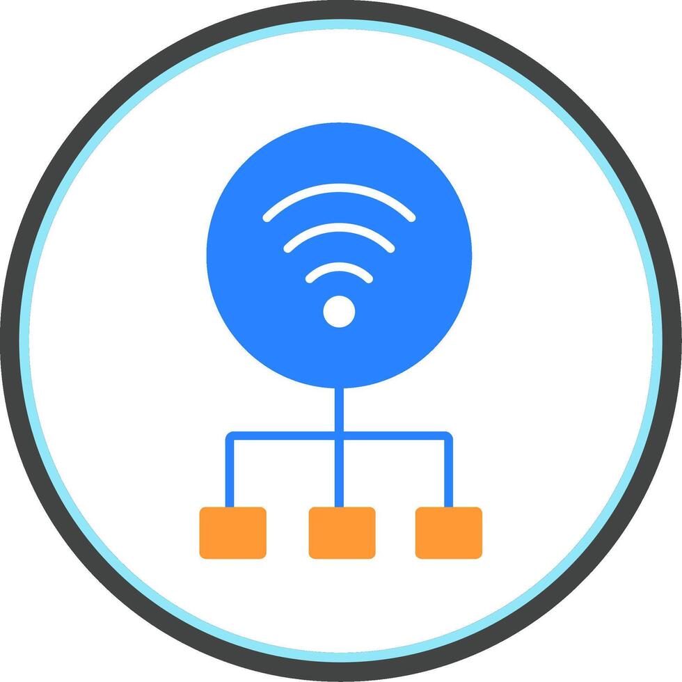 Network Flat Circle Icon vector