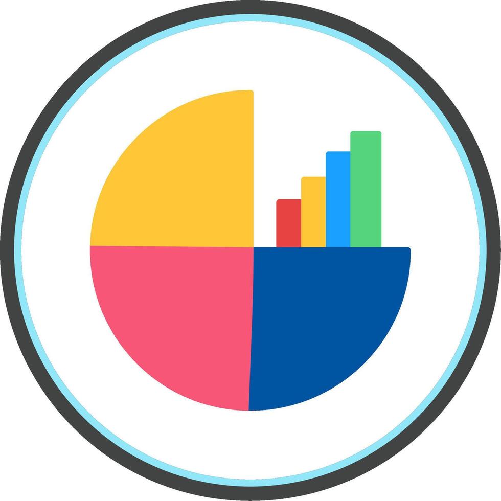 Pie Chart Flat Circle Icon vector