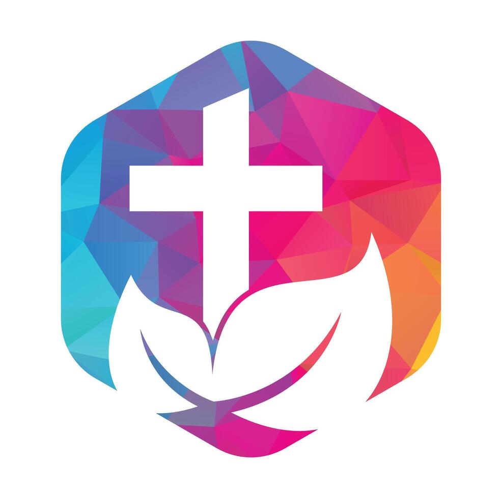 Tree religious cross symbol icon vector design. Cross tree logo design. Tree church logo.