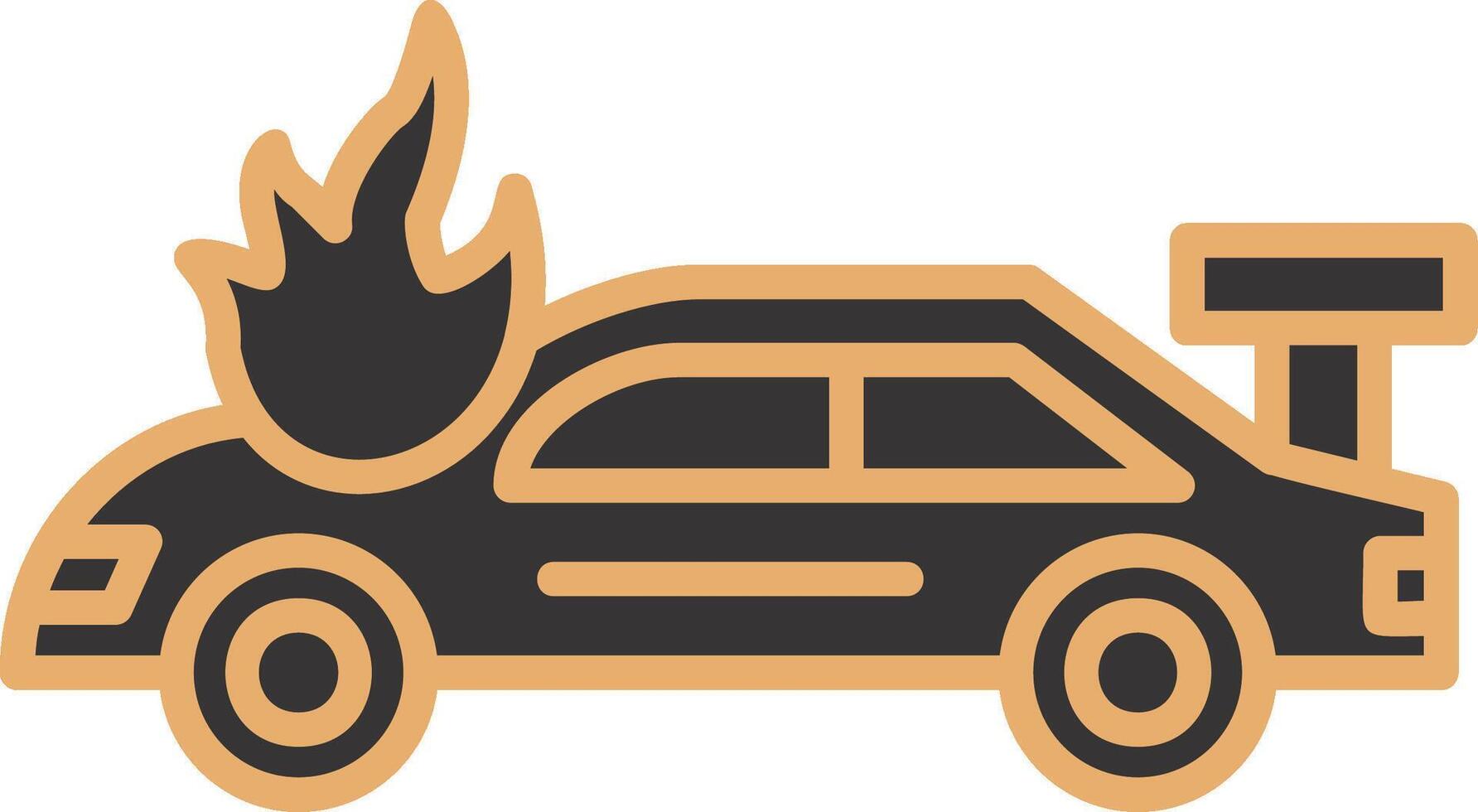 Accident Car In Fire Vector Icon