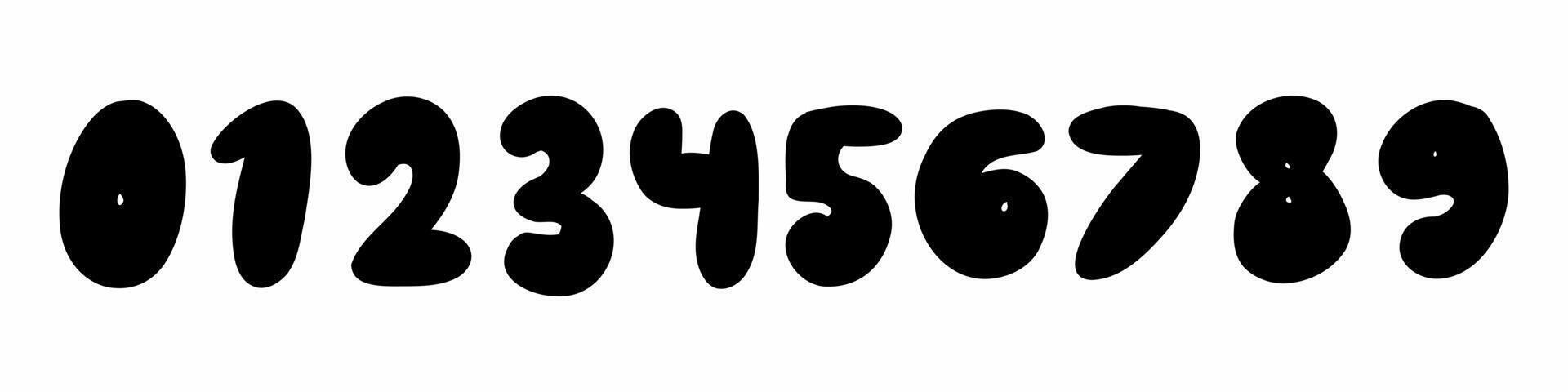 Hand drawn style digits numbers font vector