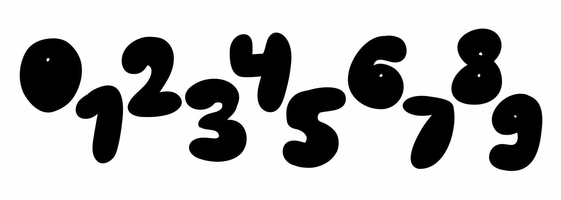 Hand drawn style digits numbers font vector