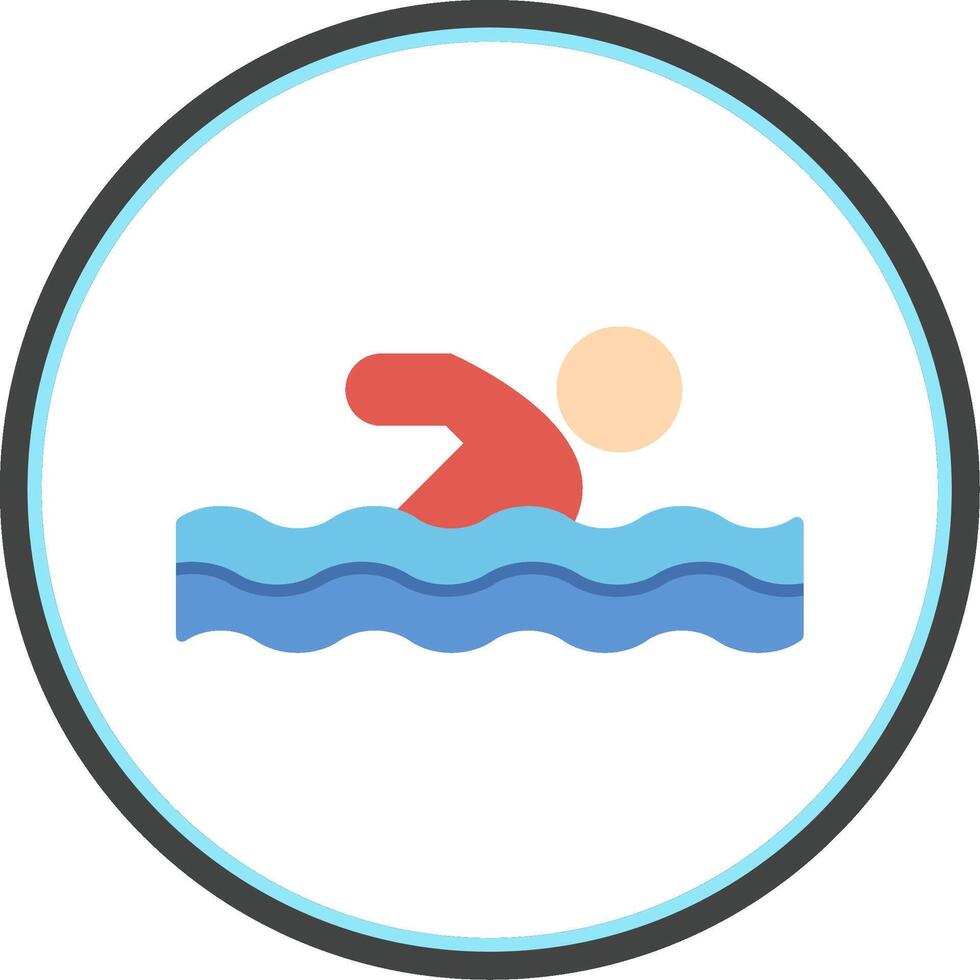 Swimming Flat Circle Icon vector