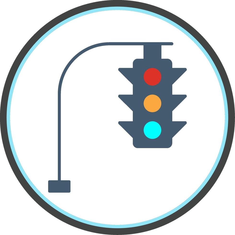 Traffic Lights Flat Circle Icon vector