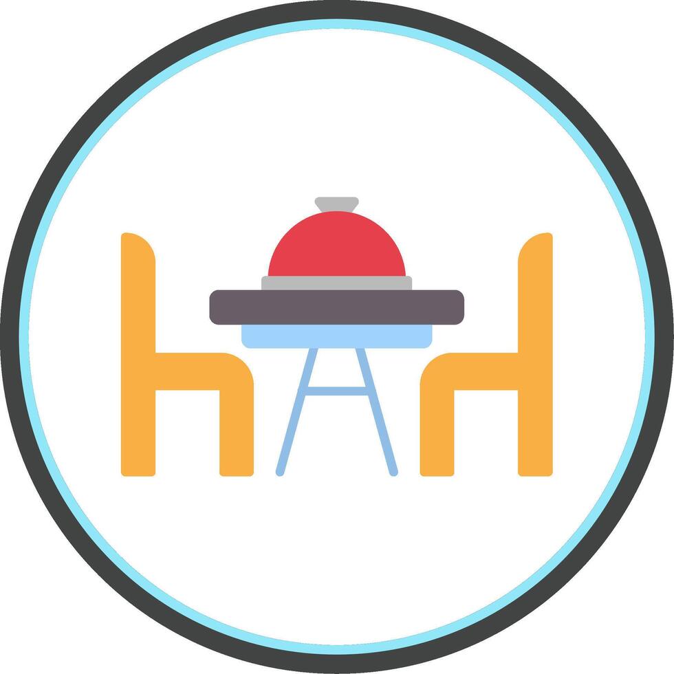 Dinner Table Flat Circle Icon vector