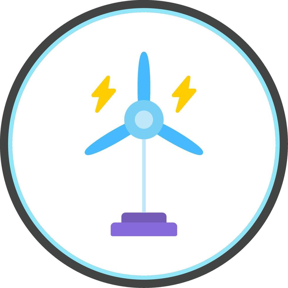 Eolic Turbine Flat Circle Icon vector