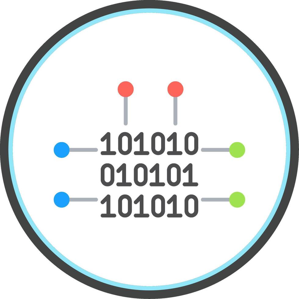 Binary Code Flat Circle Icon vector