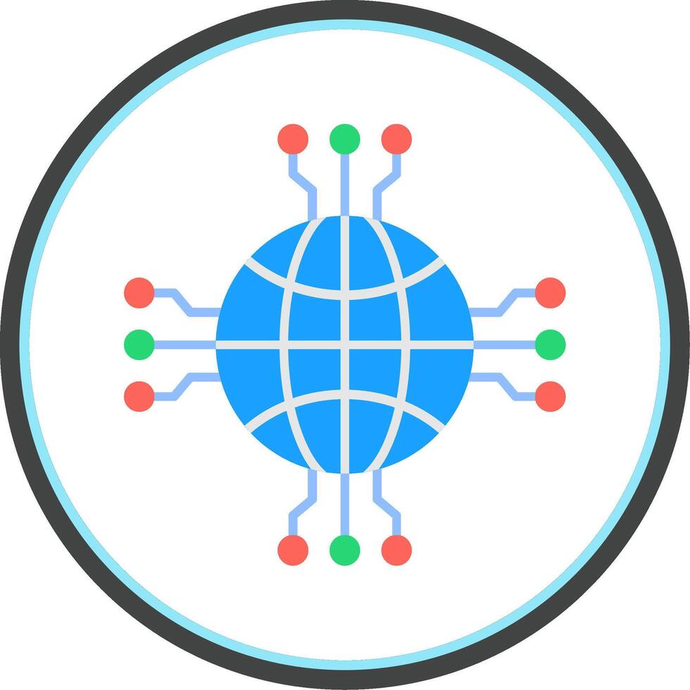 Network Flat Circle Icon vector