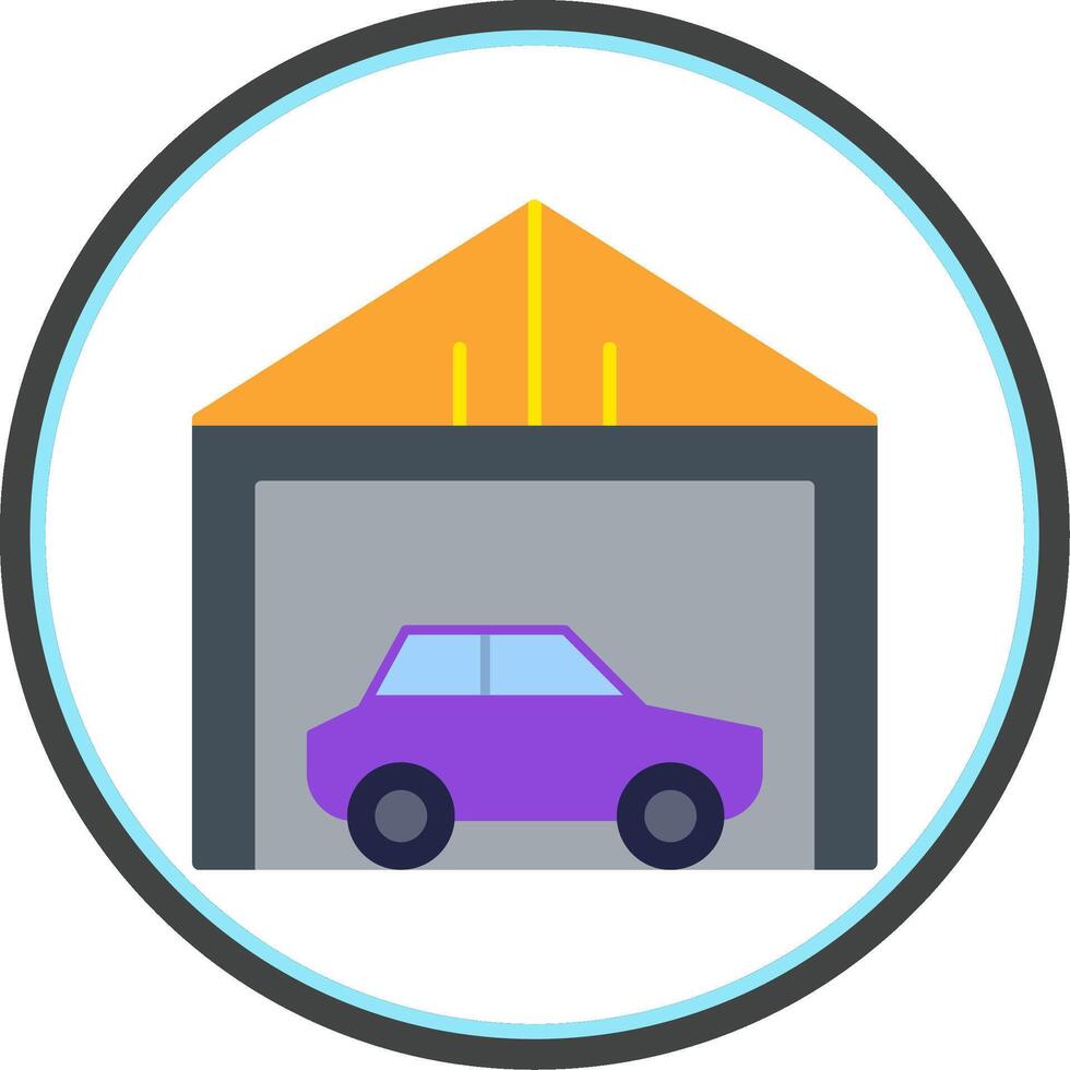 Garage Flat Circle Icon vector