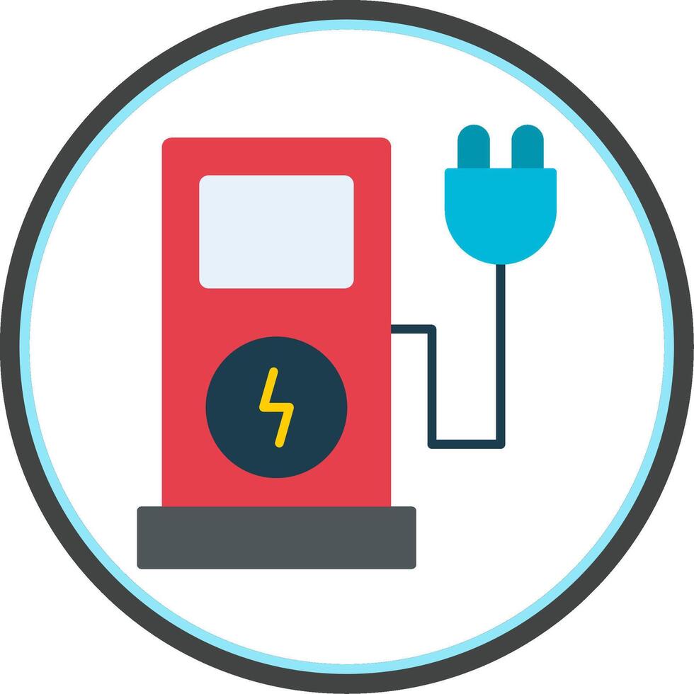 Electric Charge Flat Circle Icon vector